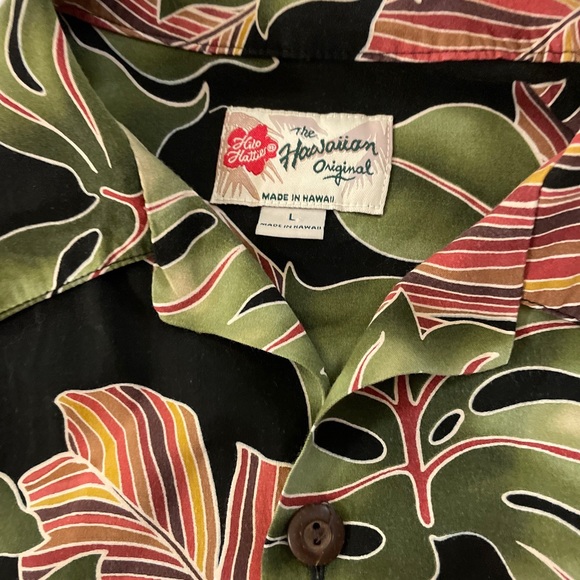 Hilo Hattie Made In Hawaii Leaf Floral Print Short Sleeve Rayon Shirt Size L - Picture 3 of 4